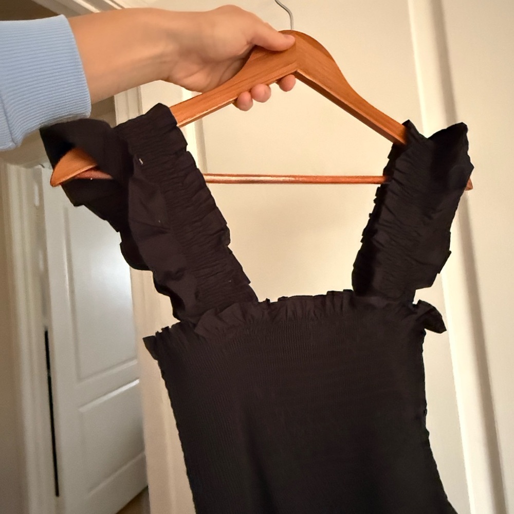 Quince Black Ruffled Dress Sundress Maxi - Picture 3 of 4